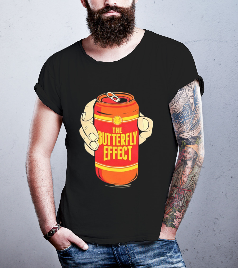 The Butterfly Effect Soda Can Vibrant Red Yellow Pop T-Shirt