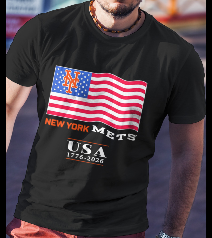 New York Mets American Flag USA 1776 2026 MLB T-Shirt