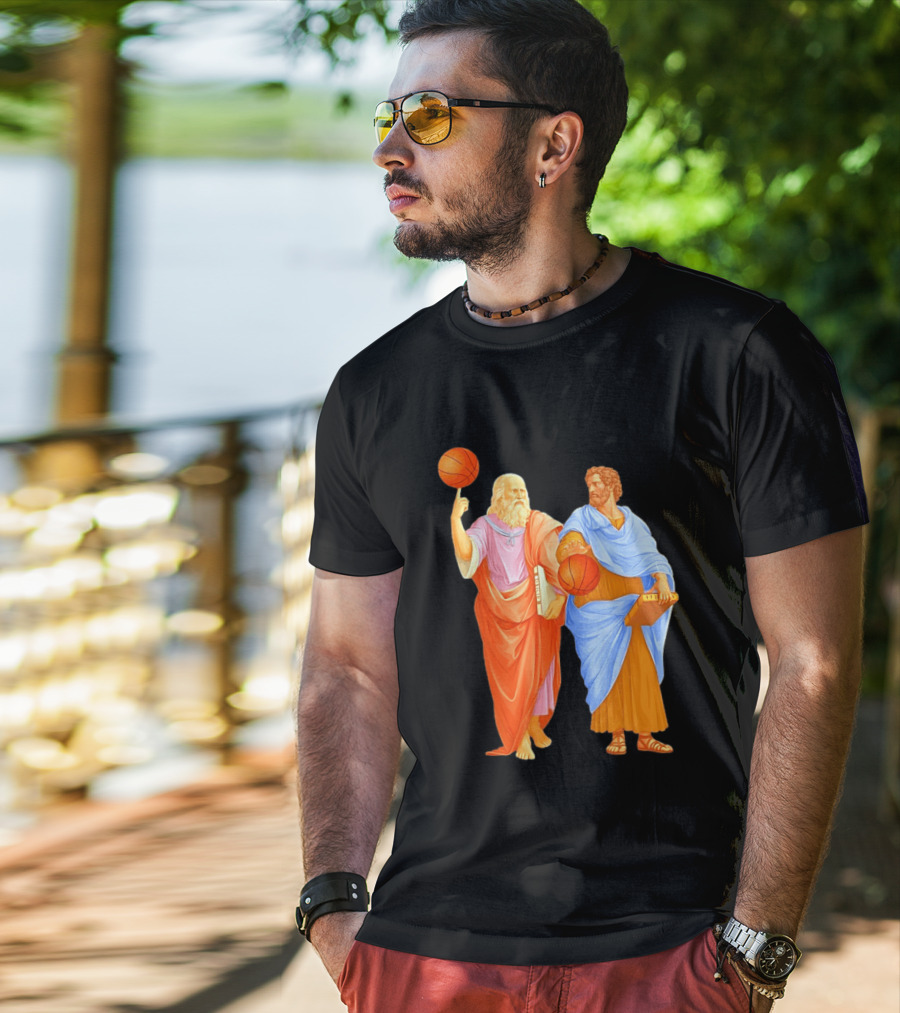 Plato Spinning Basketball Aristotle Playing Basketball In Ancient Greek Philosophy Duel T-Shirt
