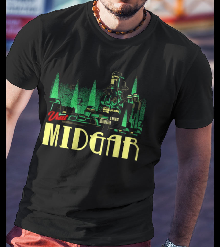 Visit Midgar Final Fantasy VII Cloud Strife Iconic Cityscape T-Shirt