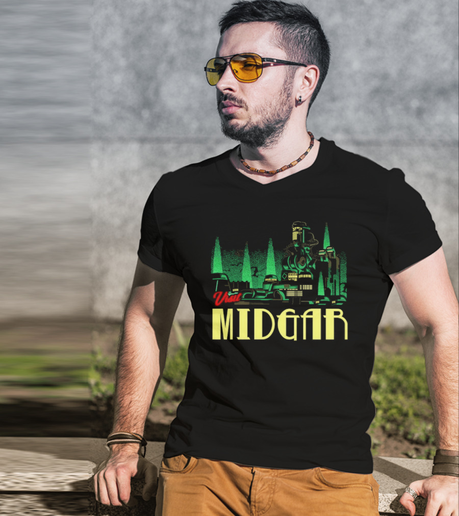 Visit Midgar Final Fantasy VII Cloud Strife Iconic Cityscape T-Shirt