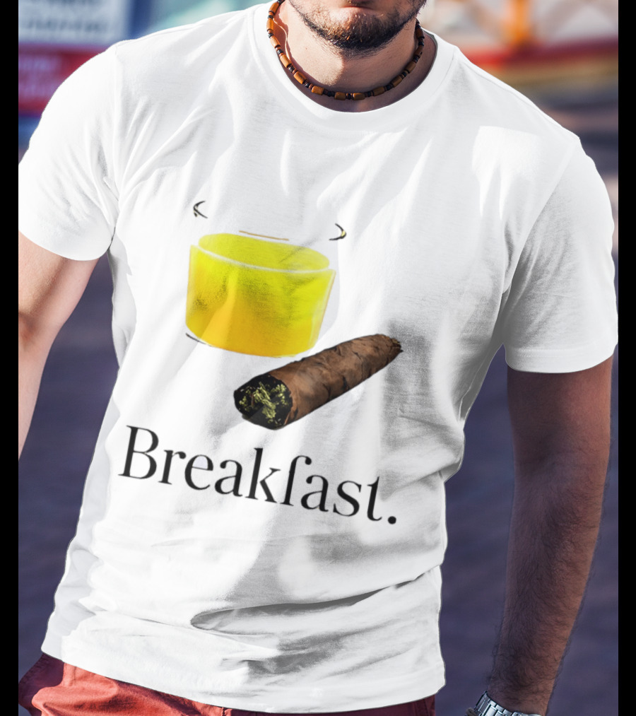 Breakfast Juice And Blunt Retro Humor With Glass And Cigar T-Shirt