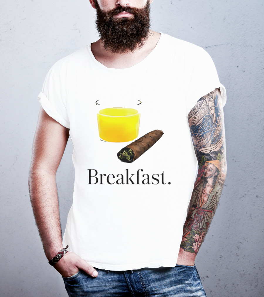 Breakfast Juice And Blunt Retro Humor With Glass And Cigar T-Shirt