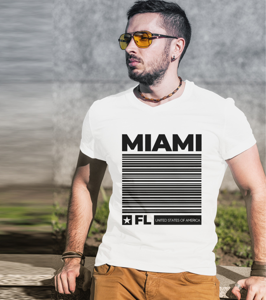 Miami FL Star Stripes United States Of America T-Shirt