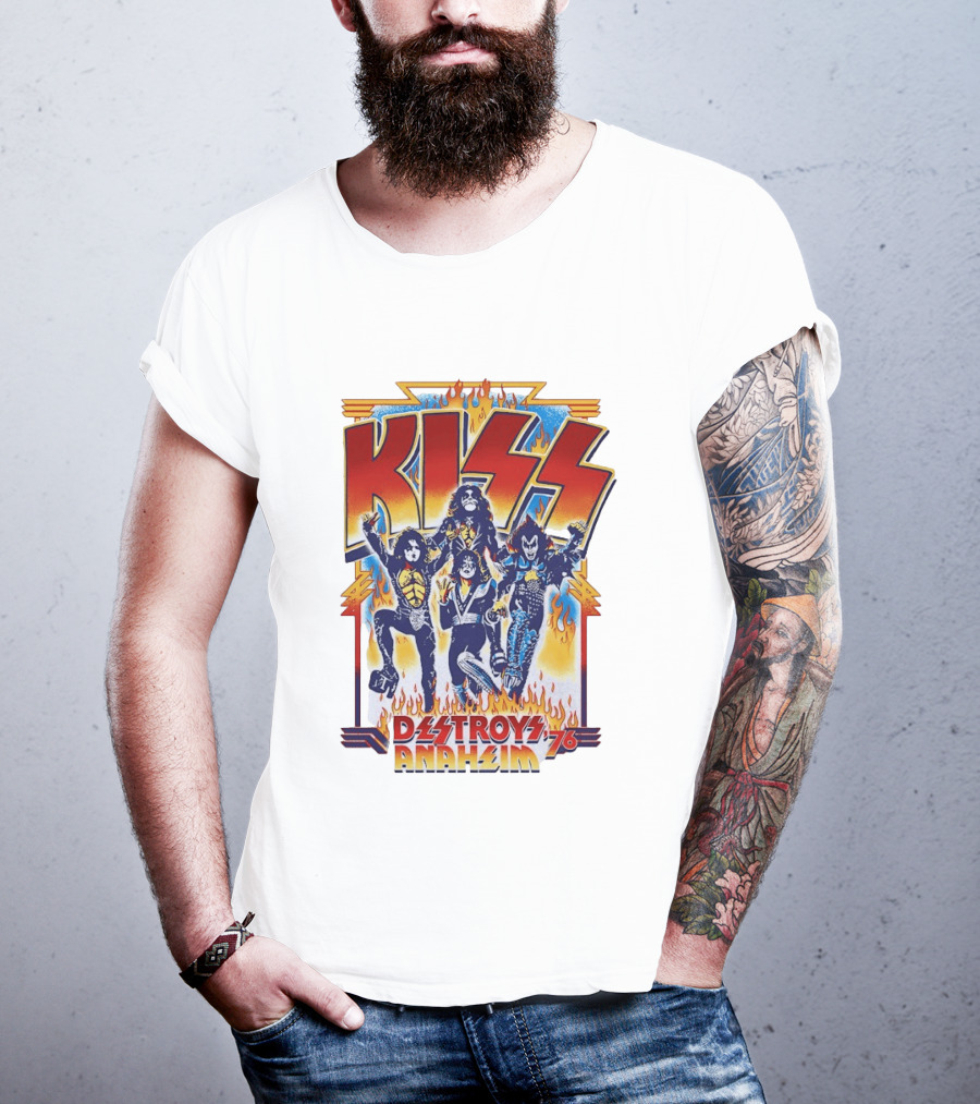 KISS Destroys Anaheim 76 Flames T-Shirt