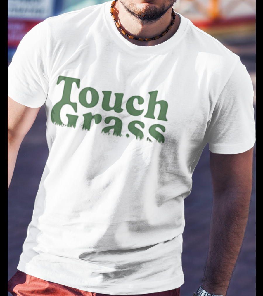 Touch Grass Dripping Gothic Style Green T-Shirt