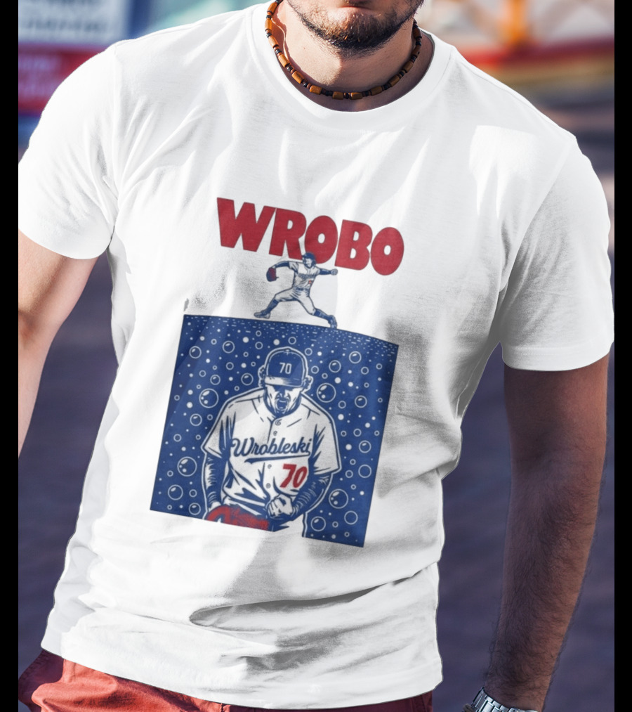 Wrobo Wrobleski 70 Baseball Pitcher Bubble T-Shirt