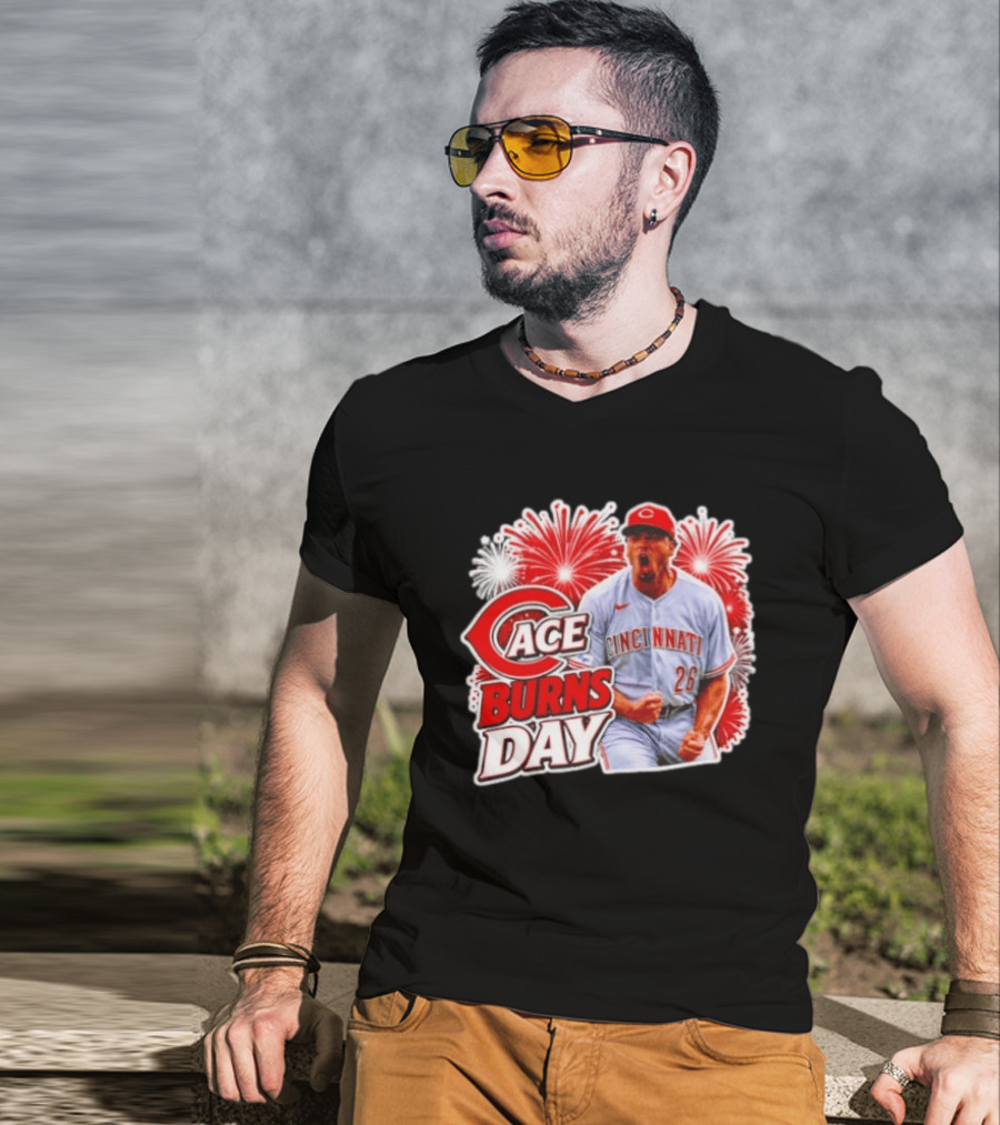 Ace Burns Day Cincinnati Reds 26 MLB Baseball Fireworks Celebration T-Shirt