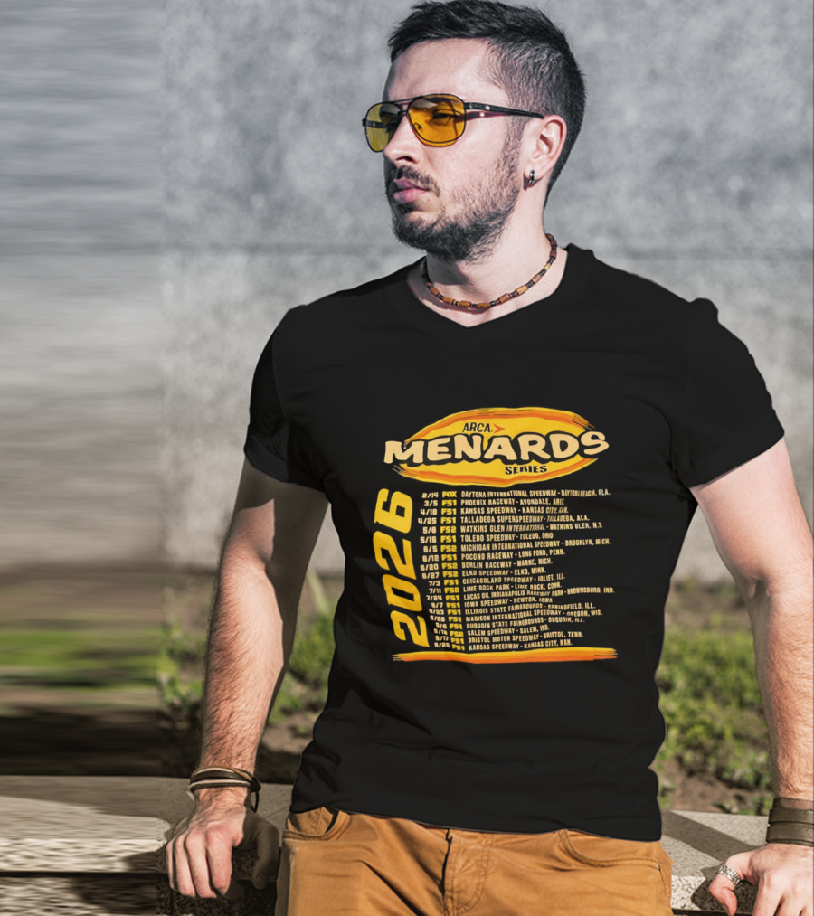 ARCA Menards Series 2026 Racing Schedule Calendar Featuring Key Race Dates And Locations T-Shirt
