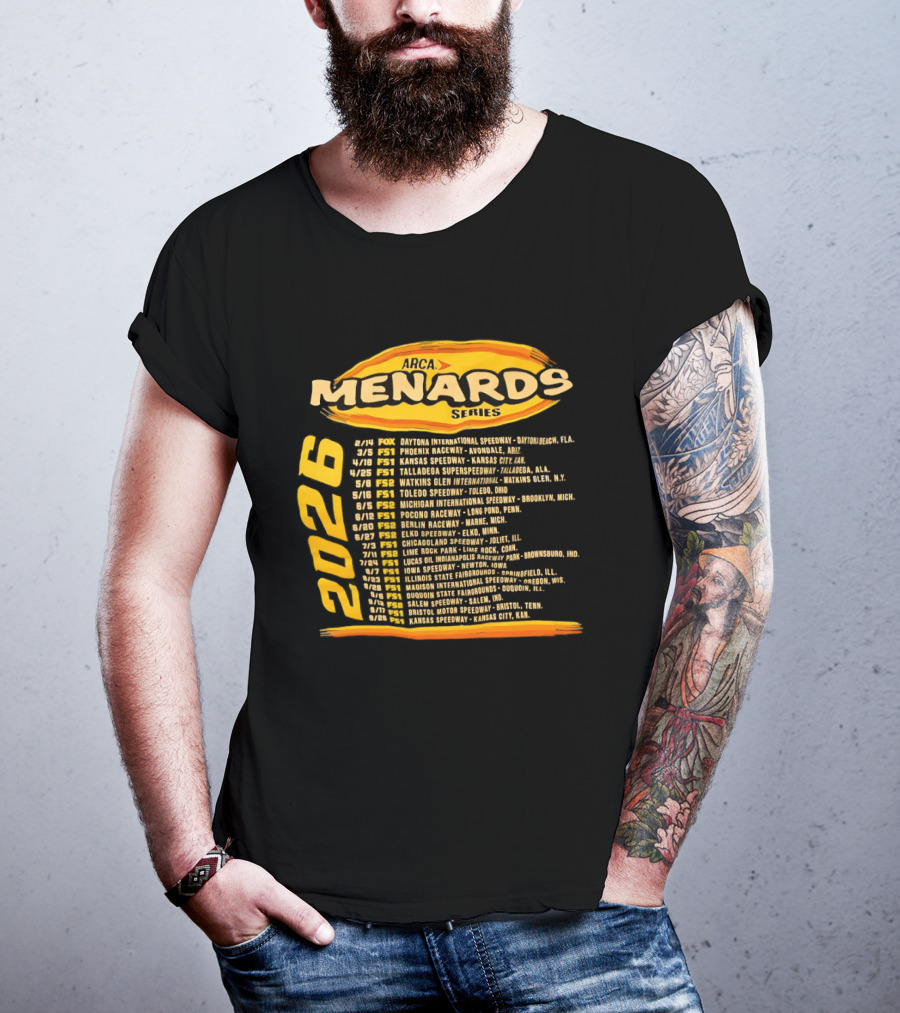 ARCA Menards Series 2026 Racing Schedule Calendar Featuring Key Race Dates And Locations T-Shirt