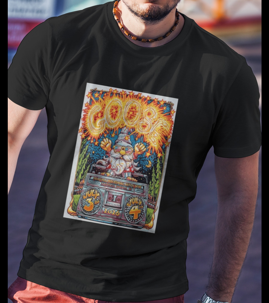 GOOSE July 3 4 2026 Saratoga Performing Arts Center Saratoga Springs NY Wizard Driving Van Fireworks Glasses Stars T-Shirt