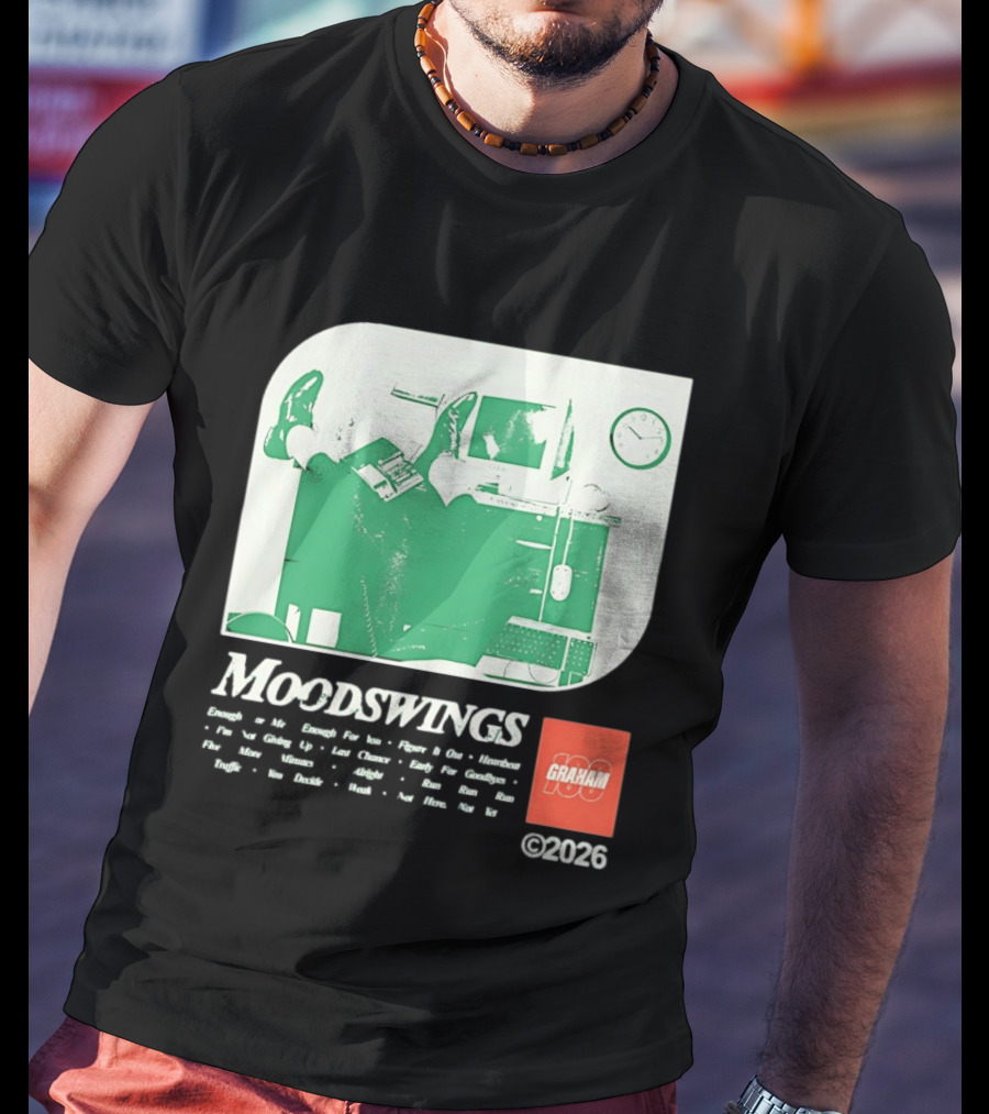 MOODSWINGS Graham 2023 Man Resting Legs On Desk Computer T-Shirt