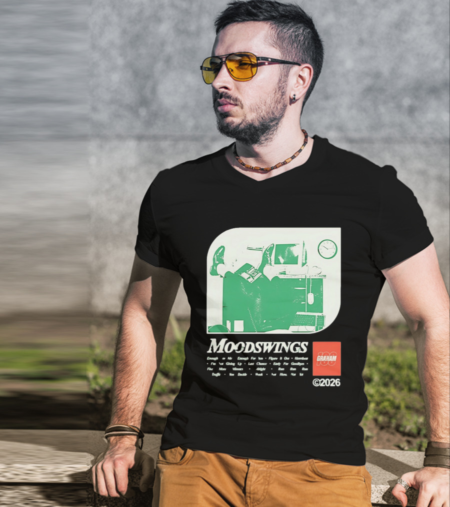 MOODSWINGS Graham 2023 Man Resting Legs On Desk Computer T-Shirt