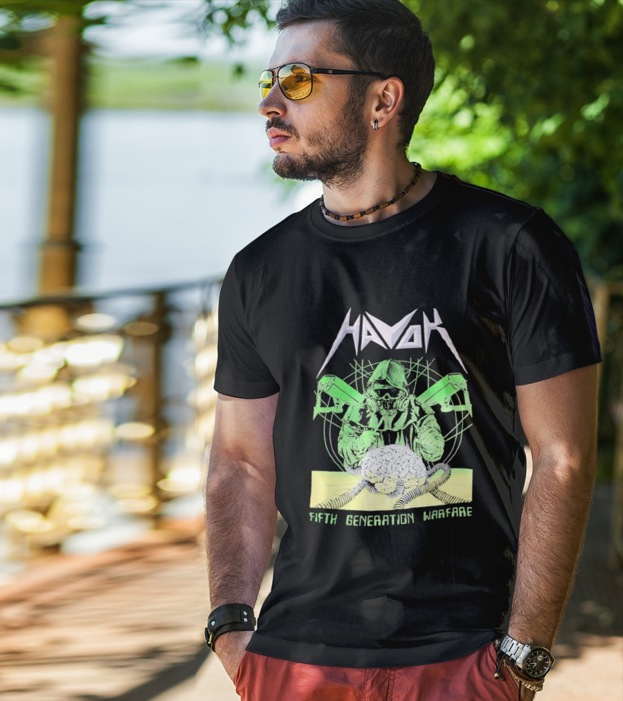 Havok Fifth Generation Warfare Mask Guns Skull T-Shirt