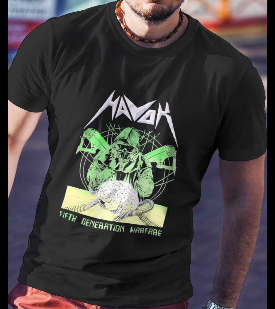 Havok Fifth Generation Warfare Mask Guns Skull T-Shirt