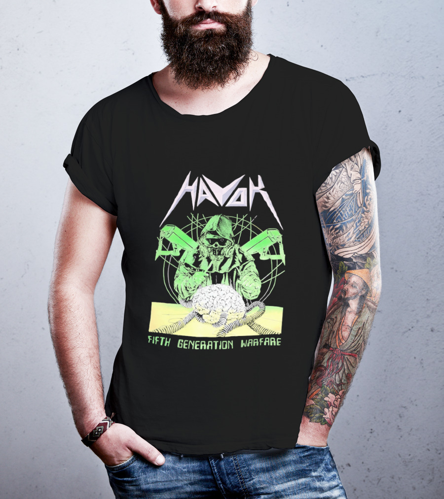 Havok Fifth Generation Warfare Mask Guns Skull T-Shirt
