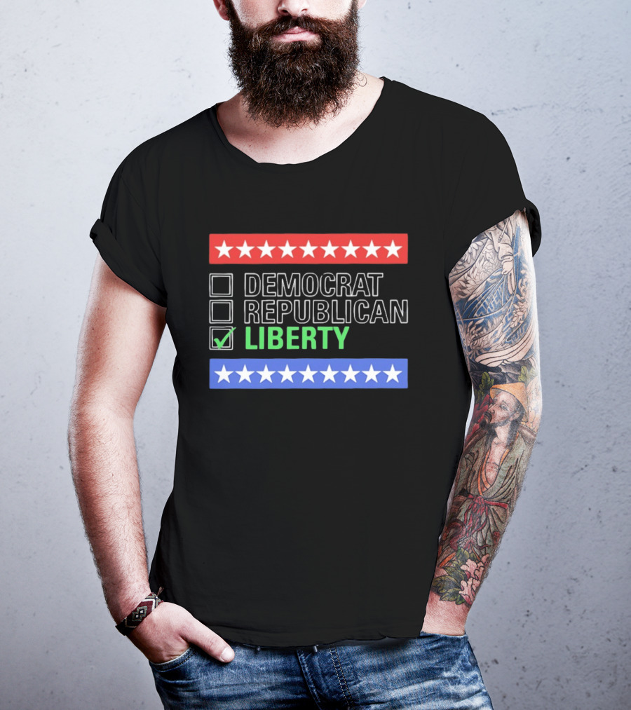 Liberty Checkbox Democrat Republican Stars Red Blue T-Shirt