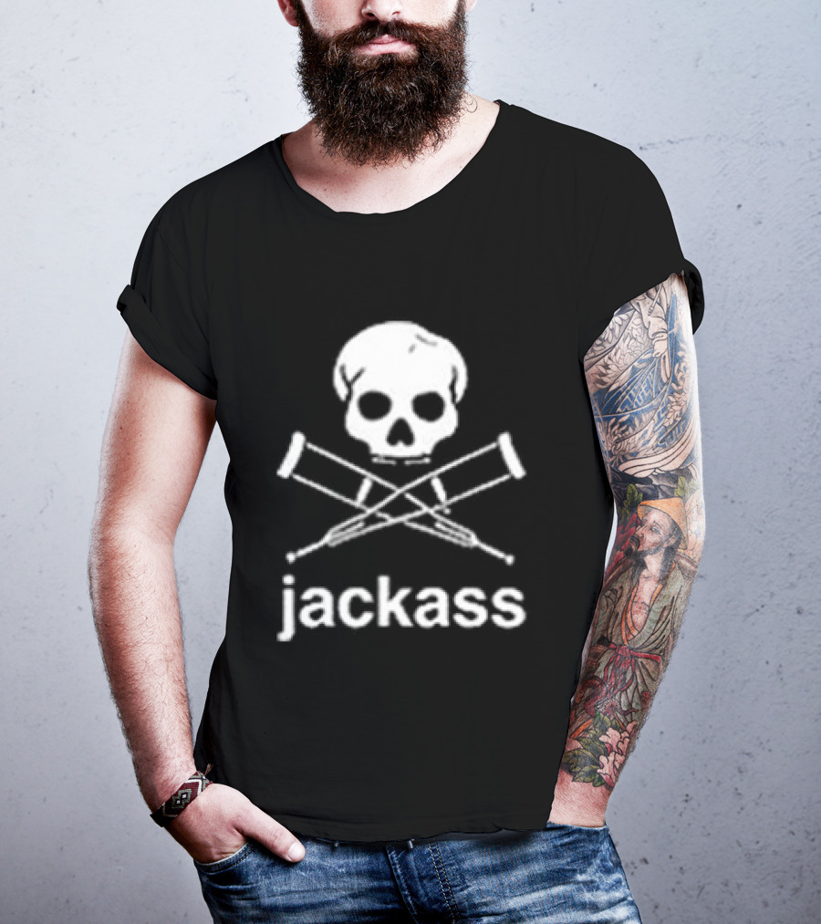 Jackass Skull Crutches Logo Ryan Dunn Toy Car Butt X Ray T-Shirt