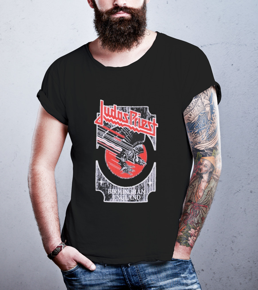 Judas Priest Birmingham England Silver Red Vengeance T-Shirt