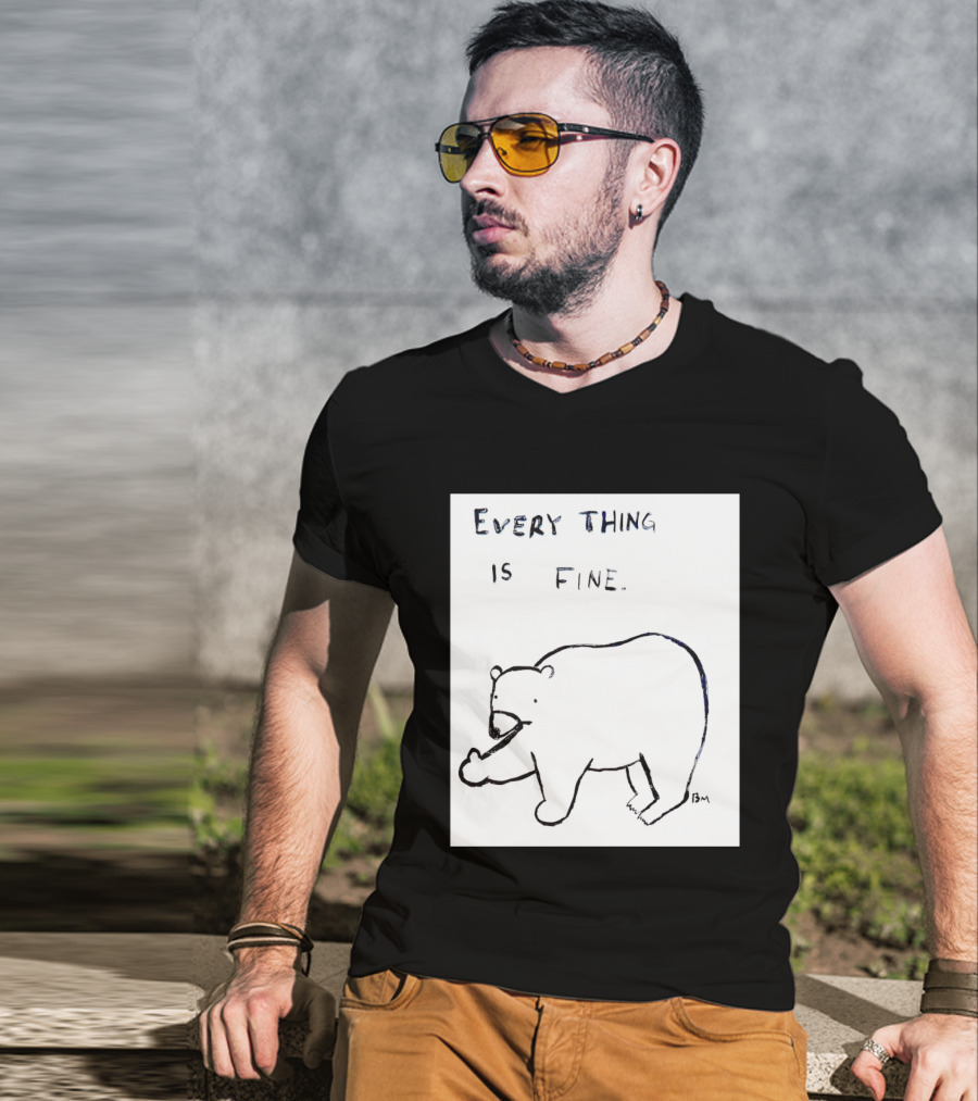 Every Thing Is Fine Bear Middle Finger Humor T-Shirt