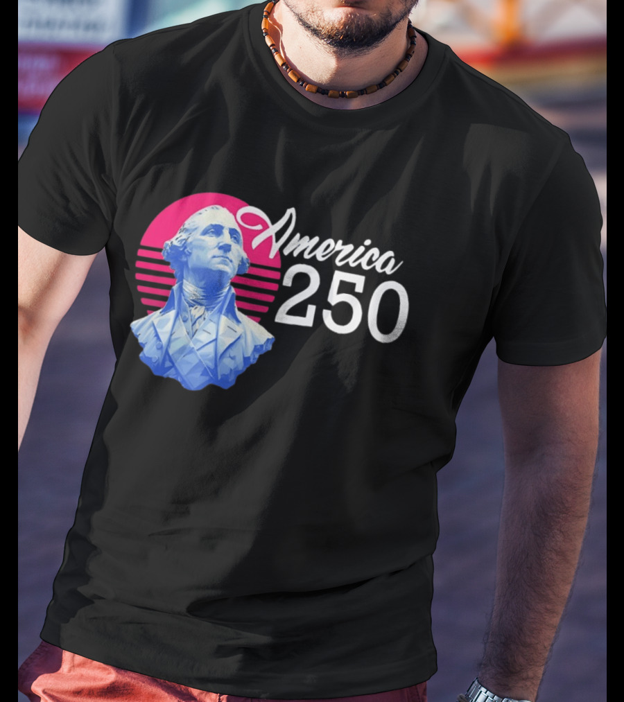 George Washington America 250 Synthwave Retro Bust T-Shirt