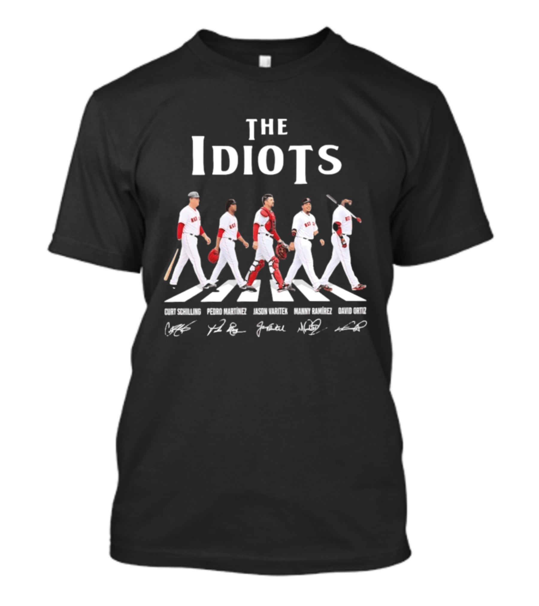The Idiots Curt Schilling Pedro Martinez Jason Varitek Manny Ramirez David Ortiz Boston Red Sox Abbey Road Signatures T-Shirt