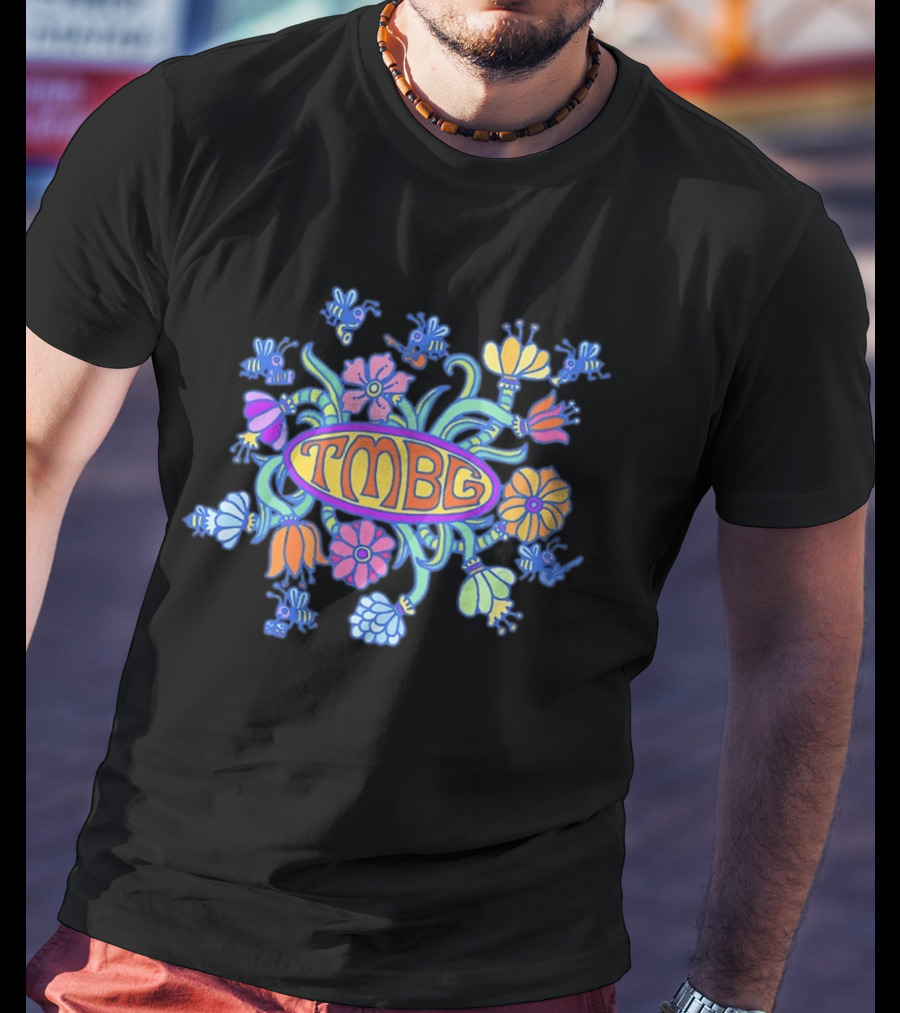 TMBG They Might Be Giants Band Floral Bees Flowers Oval T-Shirt