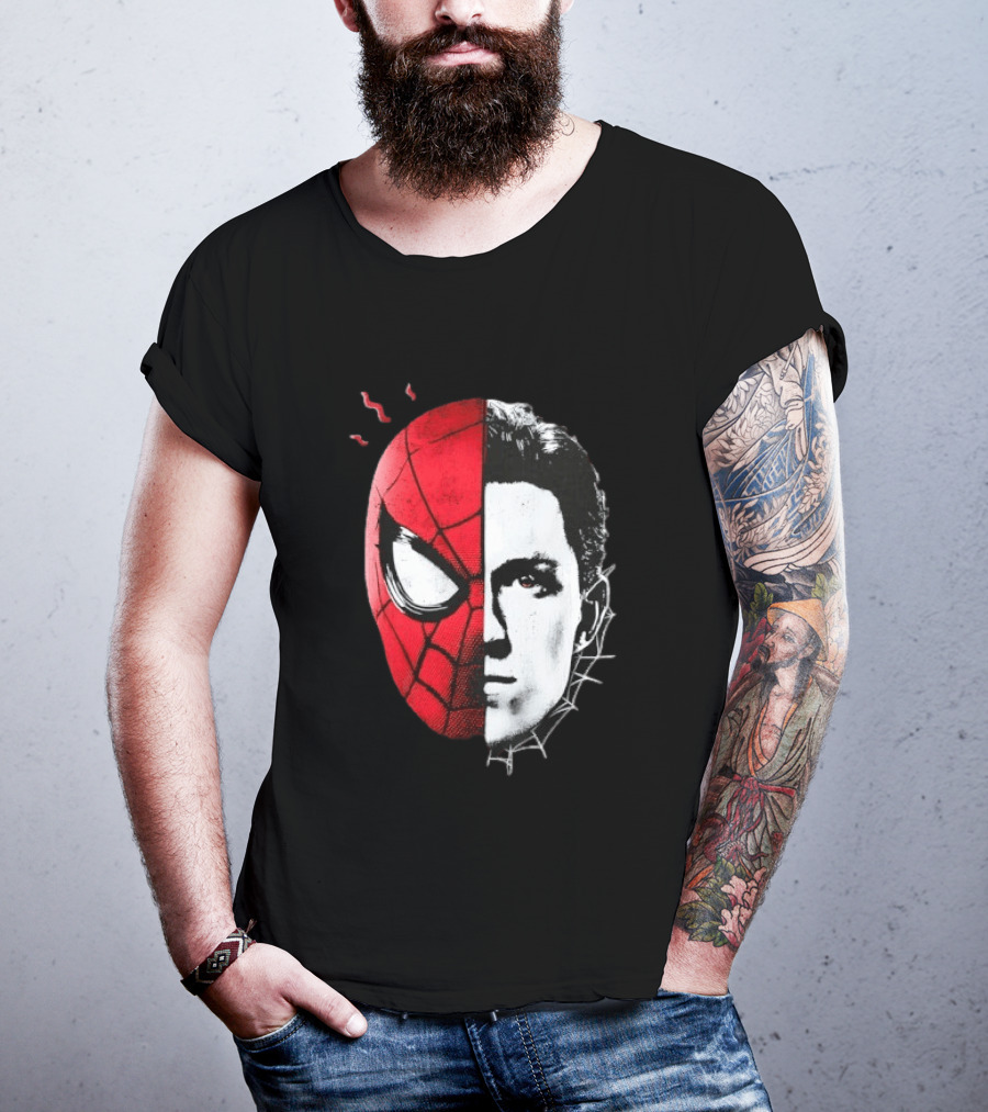 Tom Holland Spider Man Split Face Marvel Mashup T-Shirt
