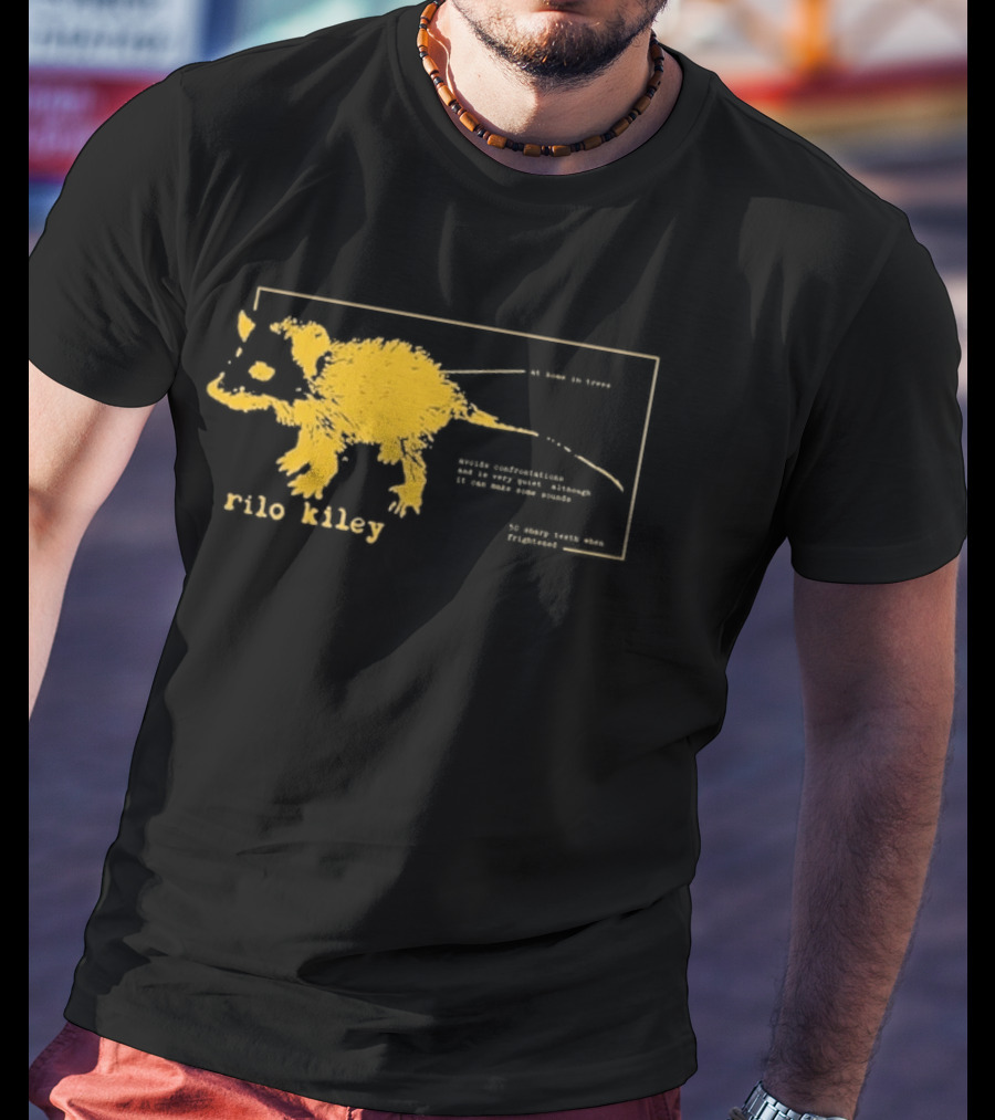 Rilo Kiley Possum Schematic Diagram With Bold Yellow Color T-Shirt