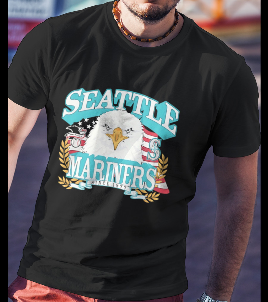 Seattle Mariners American League Eagle Emblem 1977 Heritage T-Shirt