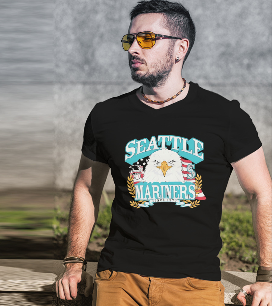Seattle Mariners American League Eagle Emblem 1977 Heritage T-Shirt