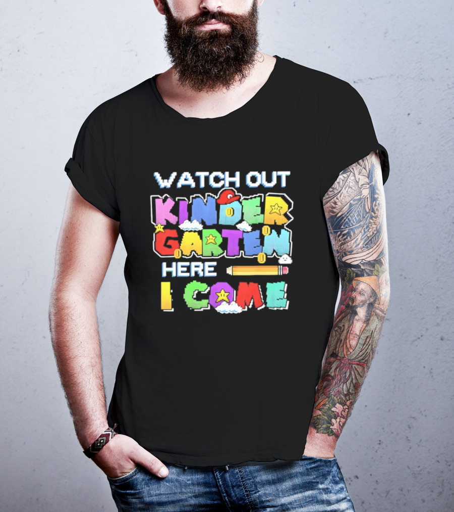 Out Kindergarten Here I Come Fun Colorful Back To School Kids T-Shirt