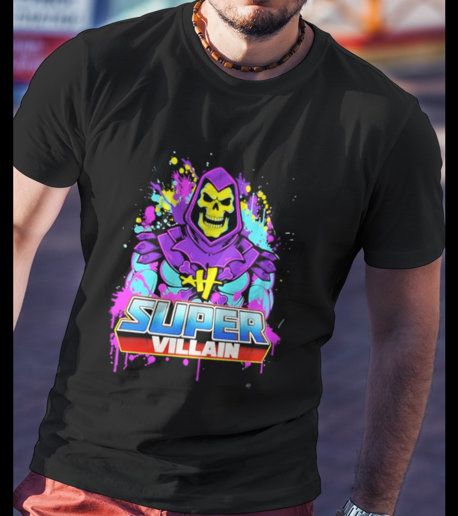 Skeletor Super Villain Masters Of The Universe Colorful Paint Splatter T-Shirt