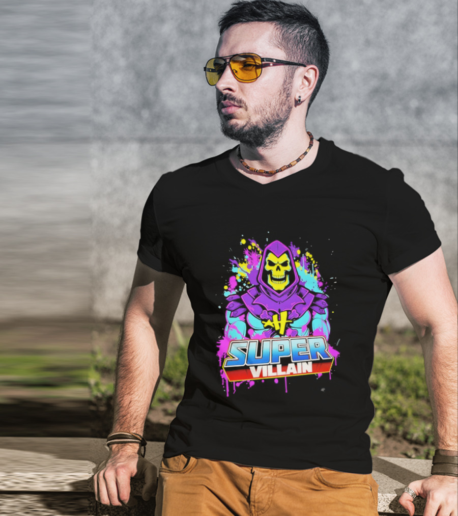 Skeletor Super Villain Masters Of The Universe Colorful Paint Splatter T-Shirt
