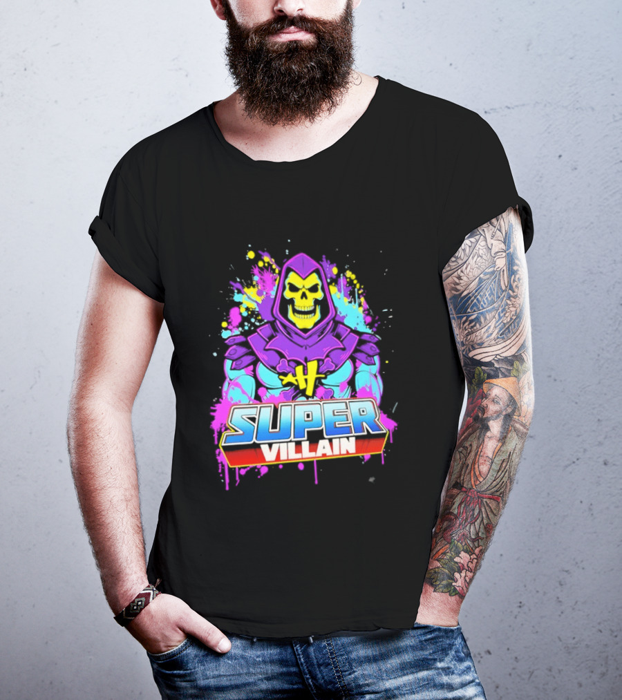 Skeletor Super Villain Masters Of The Universe Colorful Paint Splatter T-Shirt