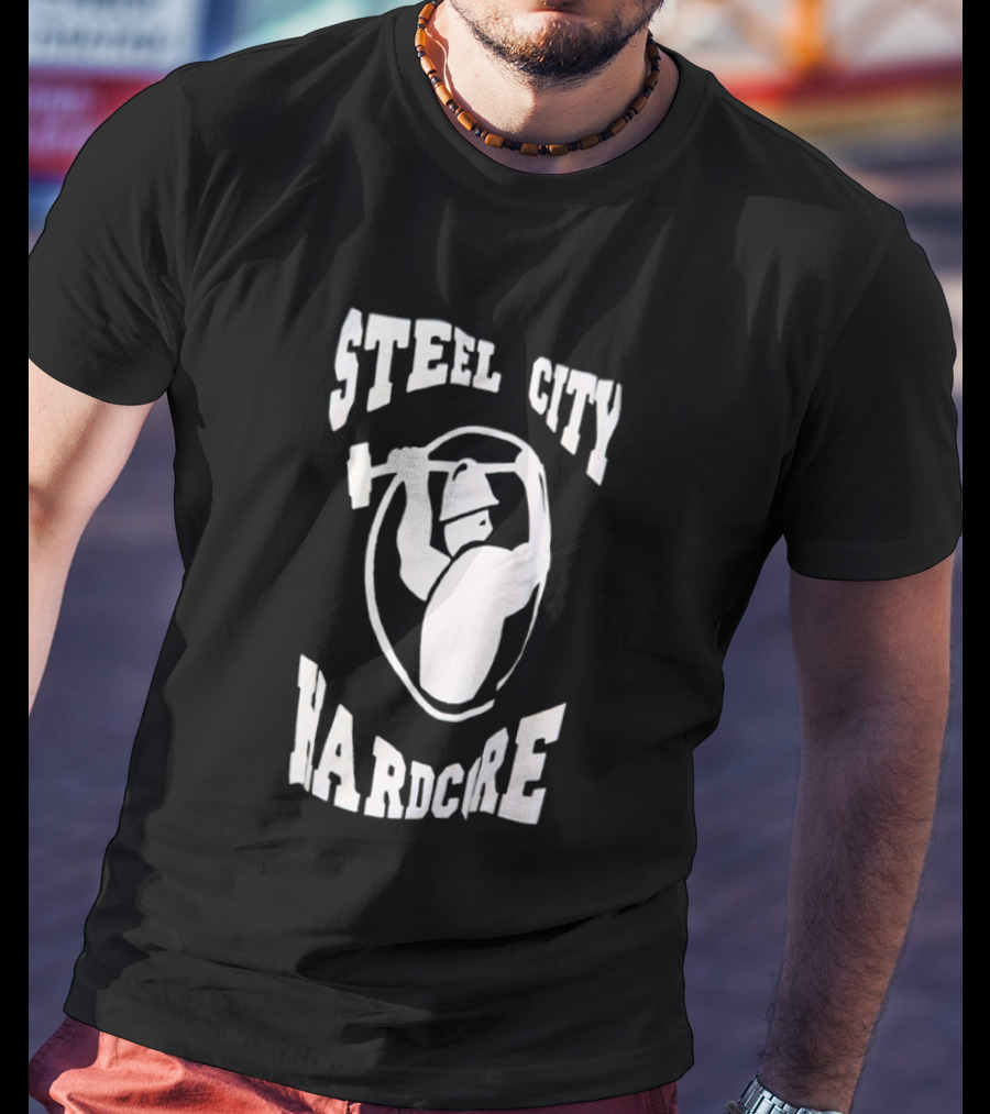 Steel City Hardcore Pittsburgh Worker Hammer Circle T-Shirt