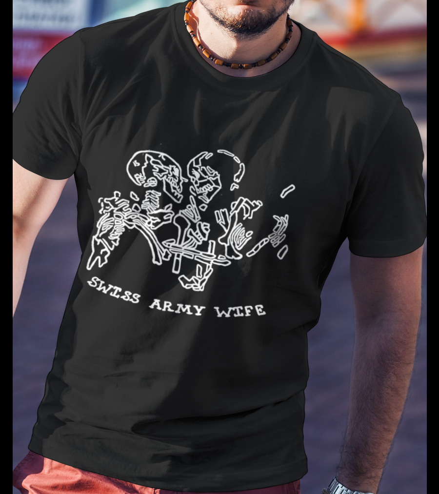Swiss Army Wife Skeletons Kissing Romance T-Shirt