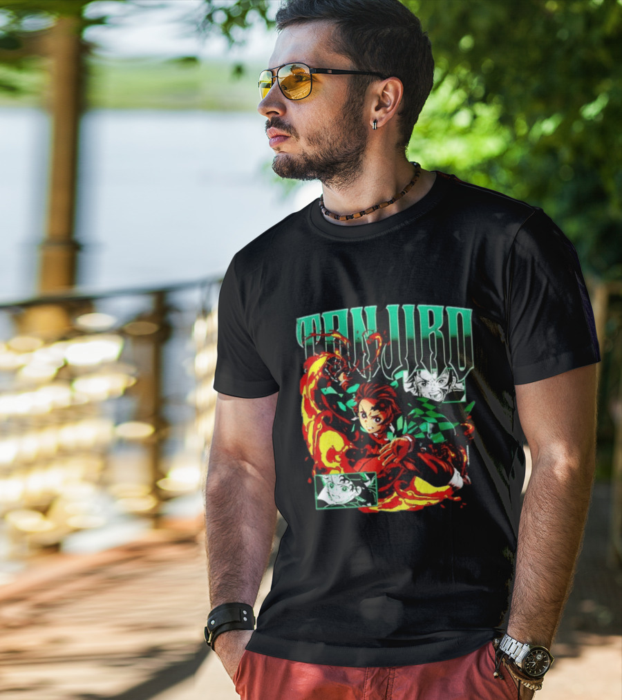 Tanjiro Kamado Flames Demon Slayer Anime Kimetsu No Yaiba T-Shirt
