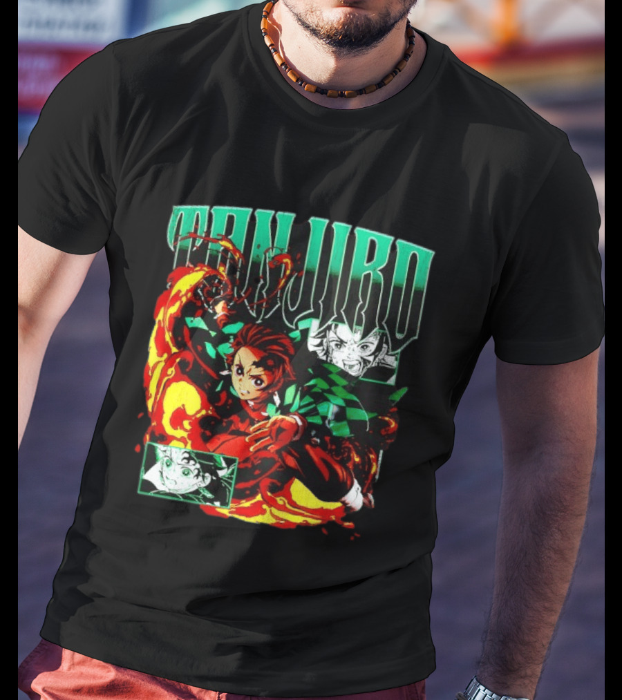 Tanjiro Kamado Flames Demon Slayer Anime Kimetsu No Yaiba T-Shirt