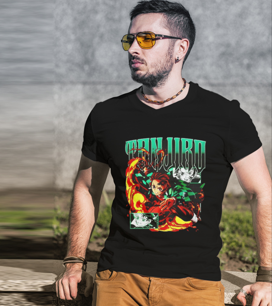 Tanjiro Kamado Flames Demon Slayer Anime Kimetsu No Yaiba T-Shirt