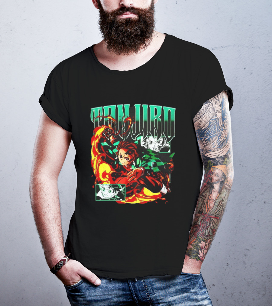 Tanjiro Kamado Flames Demon Slayer Anime Kimetsu No Yaiba T-Shirt