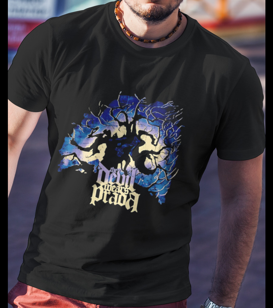 The Devil Wears Prada Blue Skull Dead Tree Art Motif T-Shirt