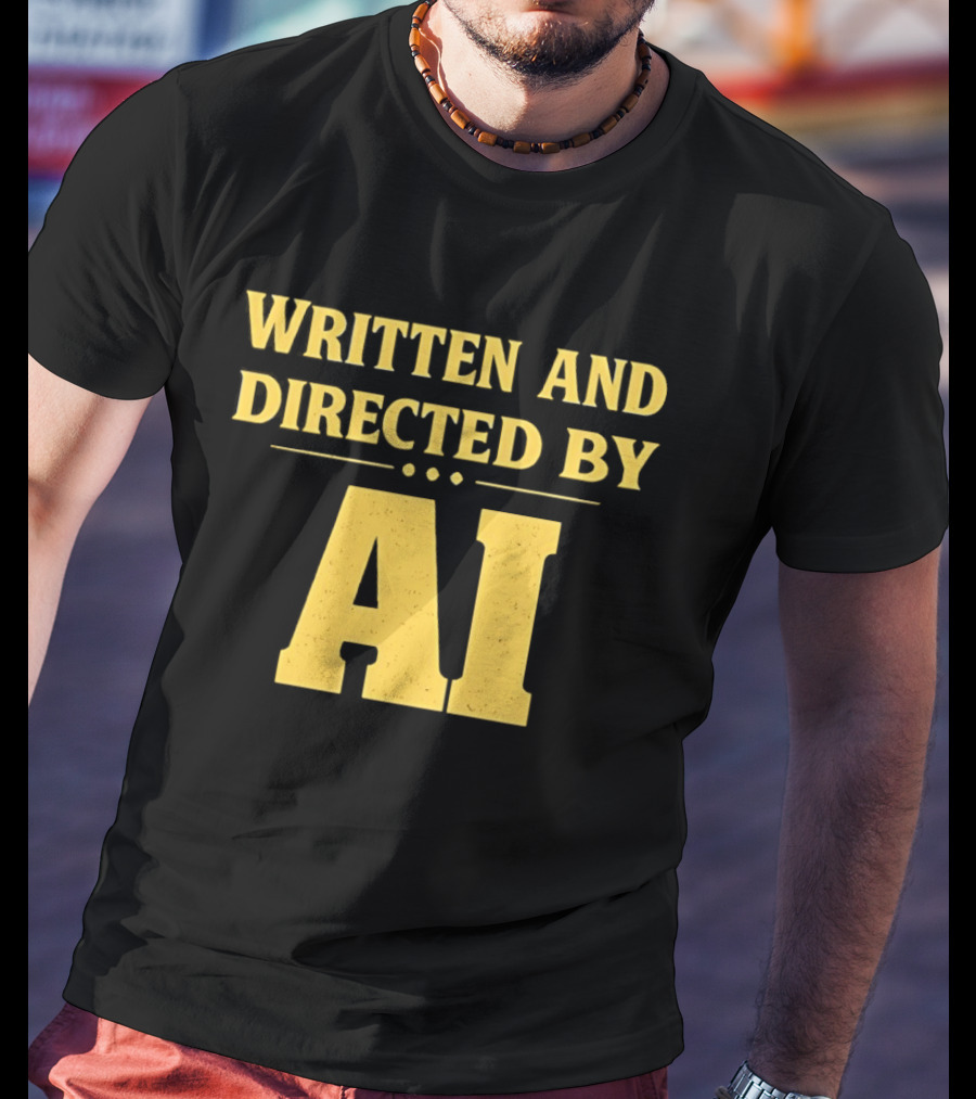 Written And Directed By AI Text Yellow Font T-Shirt