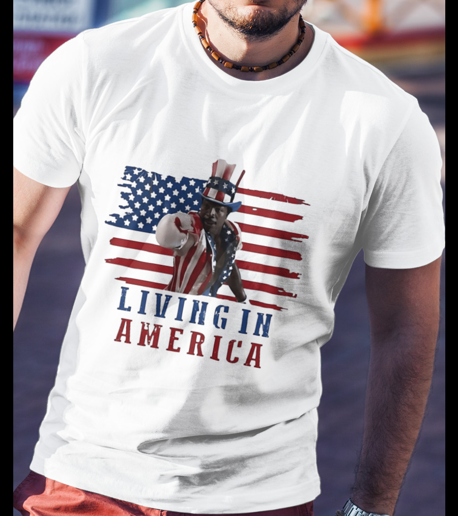 Apollo Creed Living In America Uncle Sam Flag Outfit T-Shirt