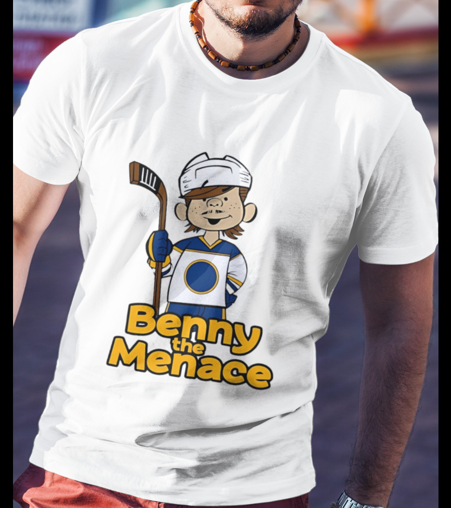 Benny The Menace Jordan Binnington St Louis Blues NHL Hockey Player Cartoon T-Shirt