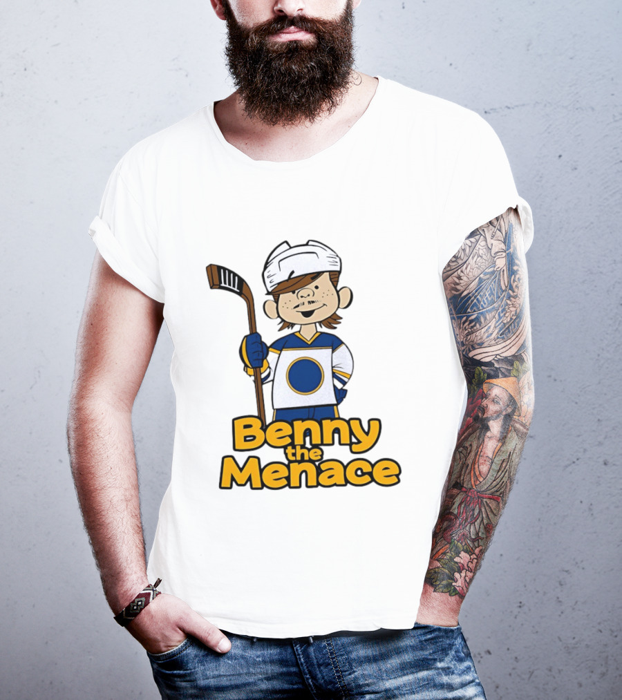 Benny The Menace Jordan Binnington St Louis Blues NHL Hockey Player Cartoon T-Shirt