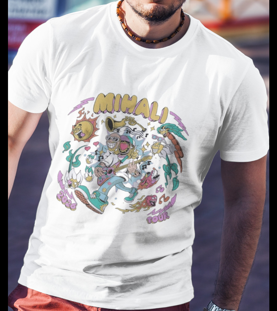 Mihali 2026 Tour Cartoon Jam Session Vibrant Psychedelic T-Shirt