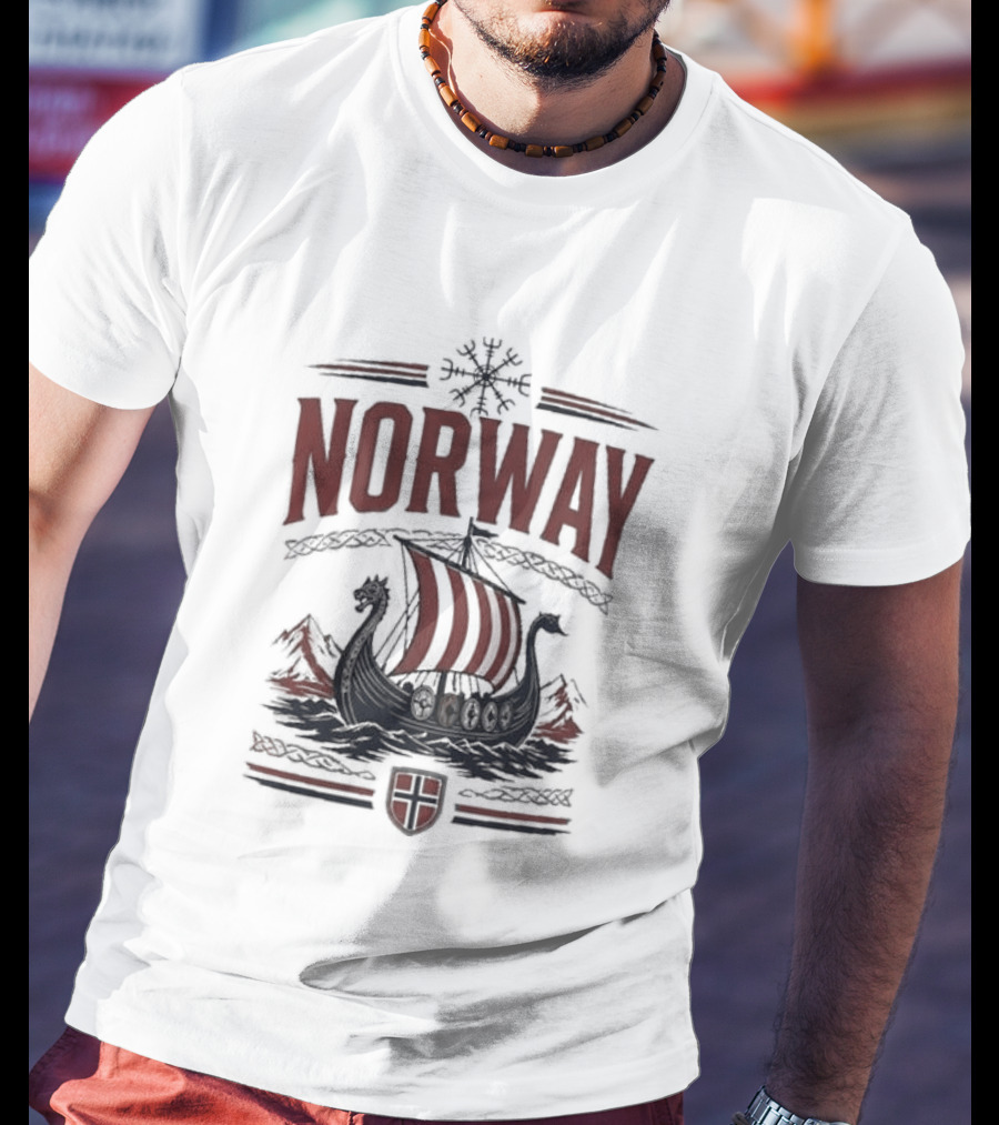Norway Viking Ship Emblem With Shield T-Shirt