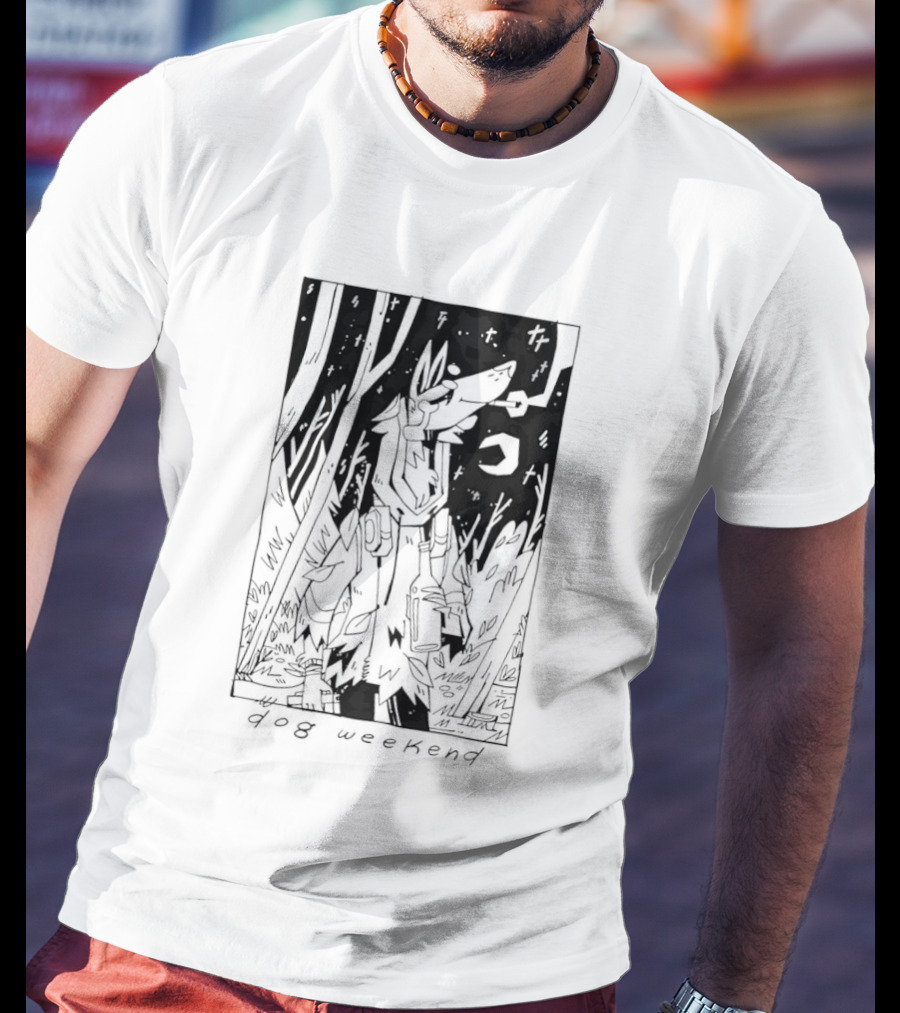 Dog Woods Weekend Forest Scene With Moon And Trees T-Shirt