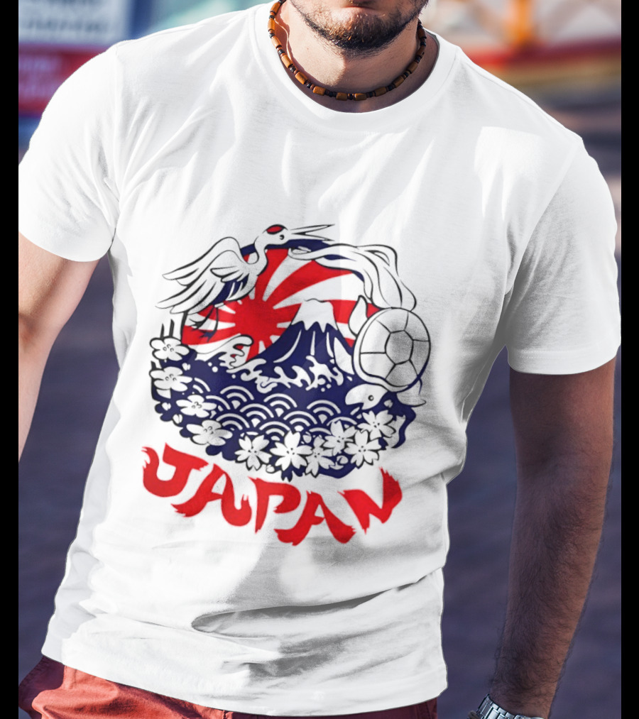 Japan Mt Fuji Crane Turtle Sakura Rising Sun Symbolism T-Shirt
